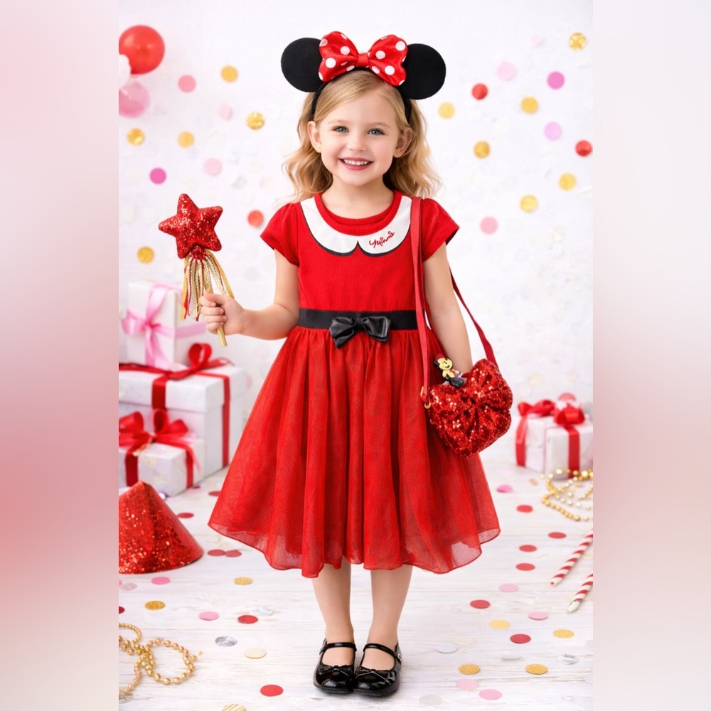 Disney Minnie Mouse Dress Girls 5T Red Tulle Party Holiday